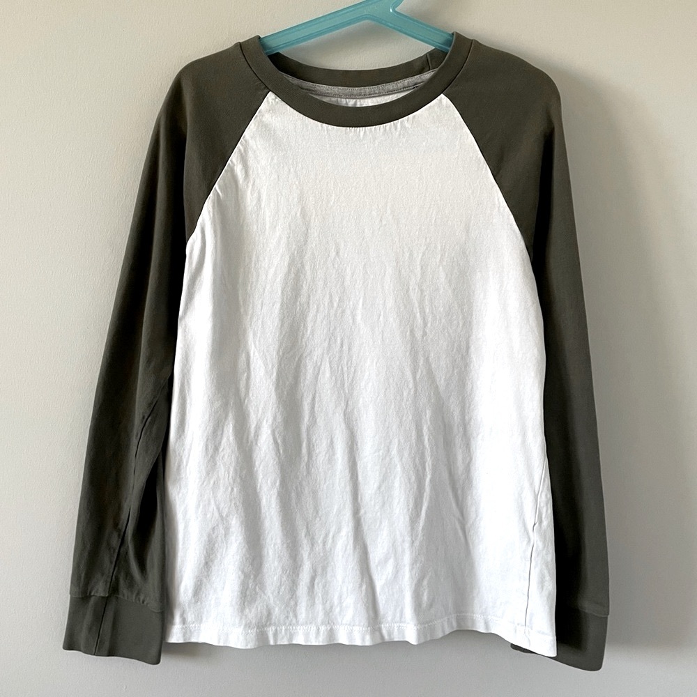 Sears Boys Cotton Long Sleeve Raglan T-Shirt - White & Green